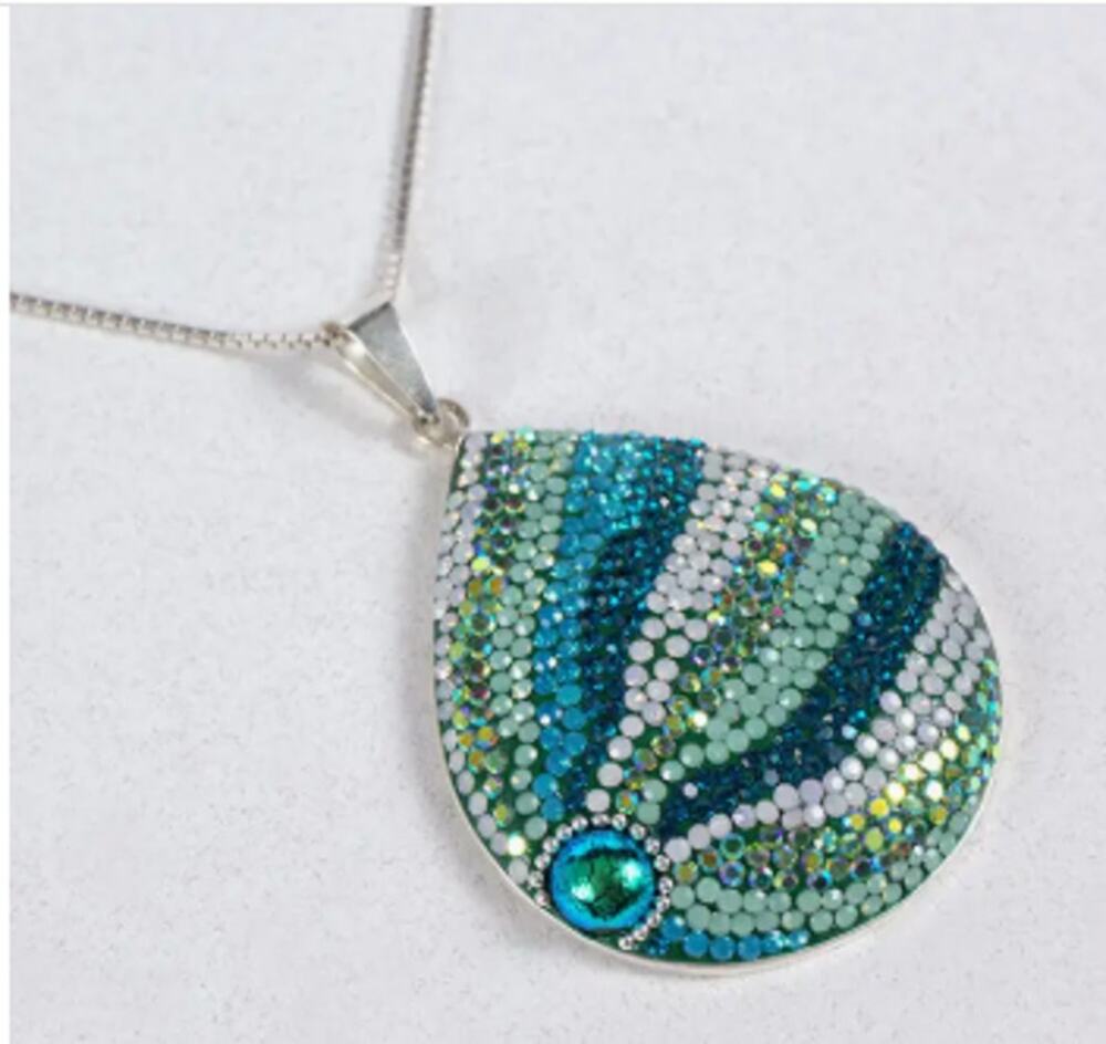 Mosaico Sterling Silver Crystal & Silver Bold Tear Drop Pendant Necklace